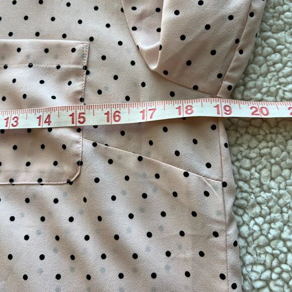 Talbots Long Sleeve Button Up Pink Polka Dot Sheer Blouse Small - Picture 12 of 13